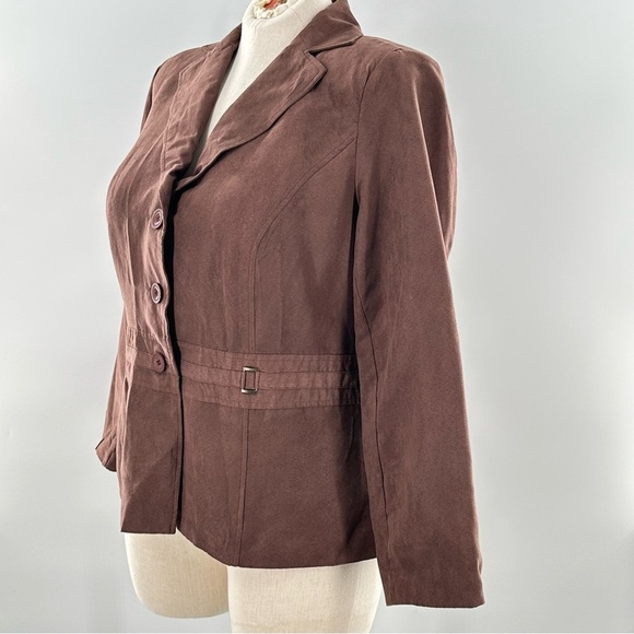 Kim Rogers Signature blazer size 1X brown microsuede Corpcore southwestern - Picture 7 of 10